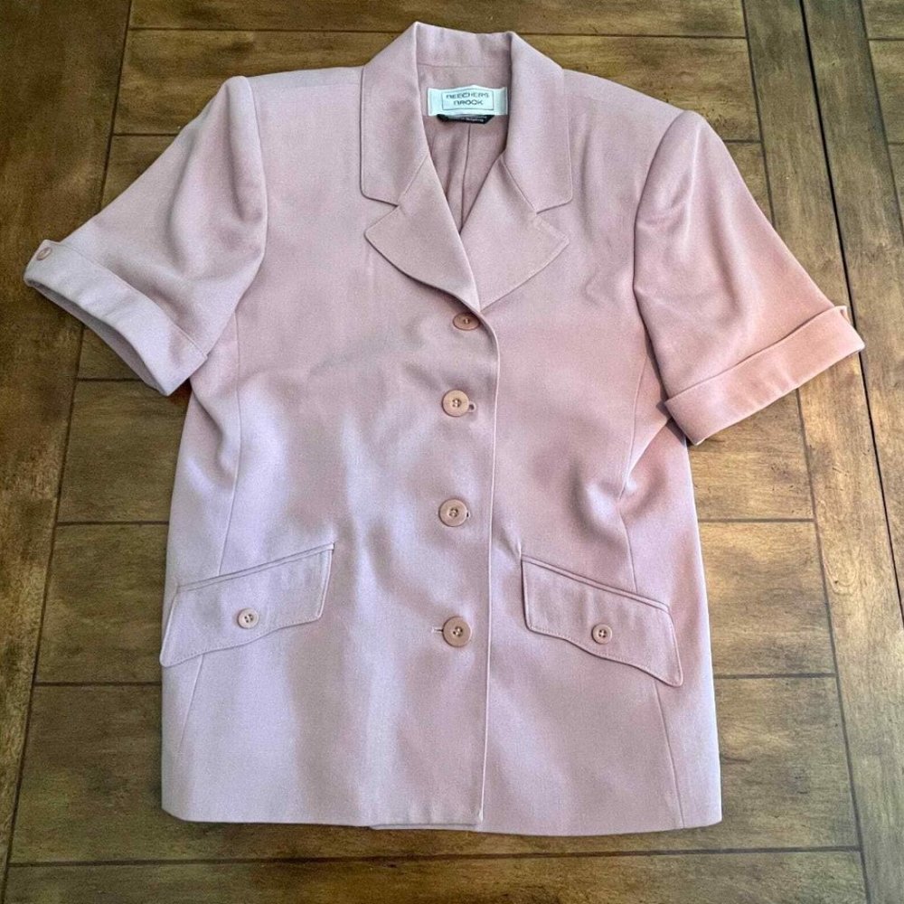 Beechers Brook Blazer Pink 4-Button Sz 12 Short Sleeve Wi. Pockets S1140-01